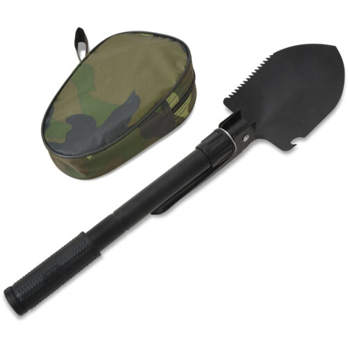 VidaXL vidaXL Folding Spade Shovel Pick Axe Camping Digging Tool Carbon Steel Black