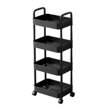 Chariot utilitaire roulant Black4Tier avec roulettes, organisateur de rangement en plastique pour cuisine, salle de bain, salon, bureau, étagère