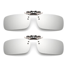 TOP-MAX Polariserede Clip-On Solbriller, Flip Up, Anti-Glare Kørebriller, UV400-beskyttelse til mænd og kvinder (2 stk., sølv)