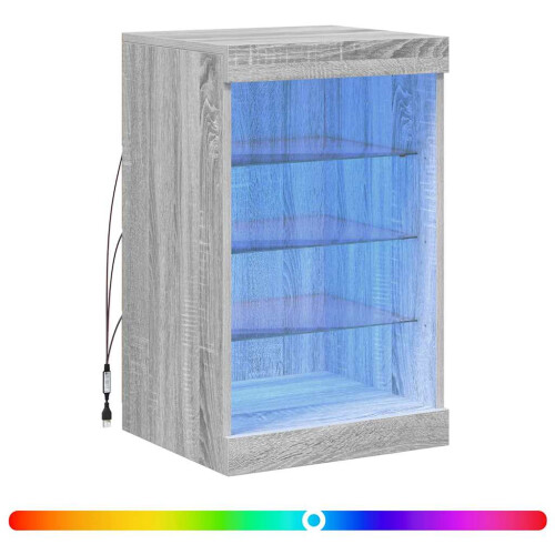 VidaXL vidaXL Sideboard with LED Lights Cupboard Highboard Side Cabinet Grey Sonoma
