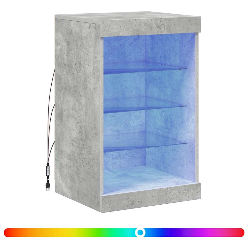 Vidaxl (Concrete ) Sideboard With Led Lights Cupboard Highboard Storage Cabinet Smoked Oak Grey