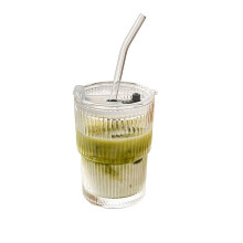 Gobelet isotherme à rayures avec paille et couvercle (1 pièce) - 590 ml (20 oz) - Idéal pour le café glacé en été, l'eau et les jus.