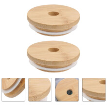 MUSEYA 2pcs Bamboo Bottle Lid Covers with Rubber Seal for Jar and Storage Use Multi Color Plastic