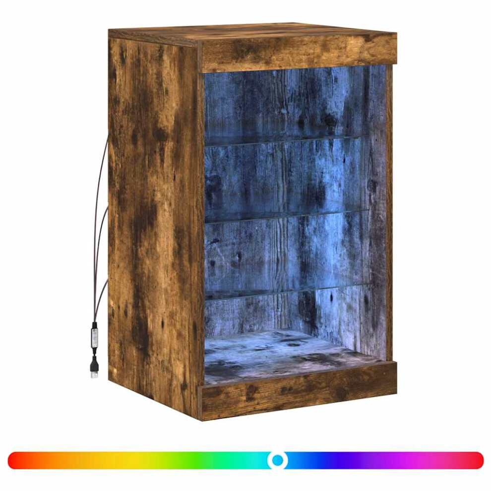 Vidaxl (Smoked Oak) Sideboard With Led Lights Cupboard Highboard Storage Cabinet Smoked Oak