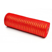 Panglică de plasă de Crăciun pentru decorare DIY și meșteșuguri, culoare roșie, lungime 1 rolă, 91 cm, greutate 0,30 lire sterline.