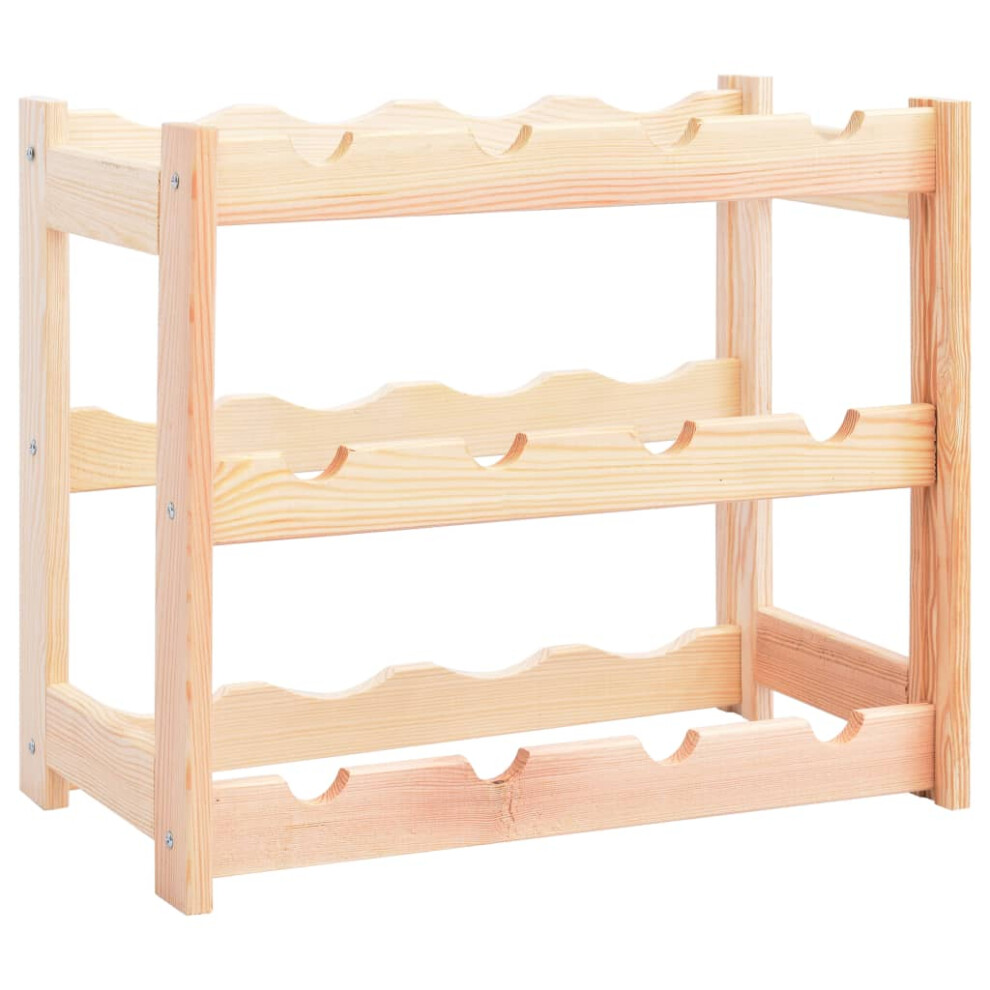 Vidaxl Pinewood Wine Rack For 12 Bottles Storage Bottle Holder Cabinet