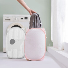 1 stuk opvouwbare wasmand van mesh, draagbaar, ademend en met grote capaciteit, geschikt voor slaapkamer, studentenkamer en op reis – compatibel