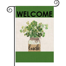 Steag de grădină de Ziua Sfântului Patrick, 31x45 cm, trifoi și trifoi verzi cu două fețe, decor vertical pentru curte, decor exterior de