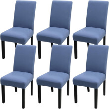 Housse de chaise de salle à manger grise et bleue très extensible, lot de 6.
