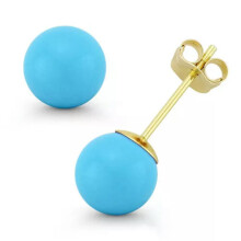 Brincos de pérola em formato de concha azul turquesa, 12 mm