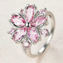 925 Silver Filled Fashion Flower Women Cubic Zircon Ring Wedding Jewelry Sz 6-10-#1-7