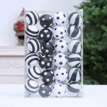 24 Pcs Mini Black & White Glass Christmas Ornaments, Tree/Wreath Hanging Decor, Patterned Holiday Display – Compatible with Standard Hooks