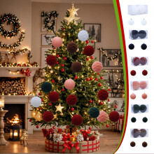 Christmas Decorations, 2-Piece Flocked Christmas Balls, White Holiday Ornaments Set, Soft Textured Tree Decorations for Winter Party & Seasonal Decor