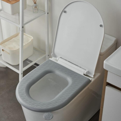 Capa de assento sanitário de silicone à prova d'água 42,6 x 38,6 cm (16,77 x 15,21 polegadas)