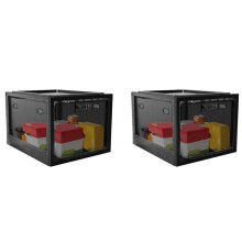 2X Medicine Lock Box, Cell Phone Lock Box Lockable Storage Box, Refrigerator Food Lock Box Tablet Storage Cabinet,Black