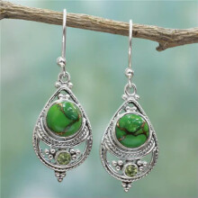 Boho Drop Earrings for Women 925 Silver with Tourmaline 1