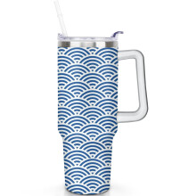 Gobelet isotherme de voyage Mermaid 1,2 L (40 oz) en acier inoxydable avec poignée et couvercle à paille rabattable. Anti-fuite. Cadeau idéal pour