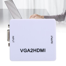 VGA to HDMI Converter Box Adapter, 1080P, Mini, White