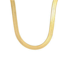 Collana girocollo unisex in acciaio inossidabile con catena piatta a maglia serpente alla moda, regolabile, 5 mm, oro 22 pollici
