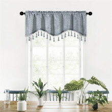 Velvet Boho Window Valance with Tassels, Rod Pocket Short Curtain for Living Room, Bedroom, Kitchen – Compatible with Standard Rods