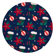 Rond tafelkleed met kerstthema (112 cm), voorzien van een elastische zoom voor een perfecte pasvorm op tafel tijdens de feestdagen.