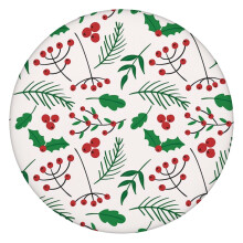 Ronde tafelkleed met feestelijk patroon, 132 cm (52 inch) met elastische rand voor een gemakkelijke pasvorm op een kerstbuffet of formele eettafel.