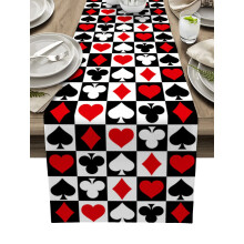 Diamonds Spades Hearts Poker White Table Runner Home Wedding Table Flag Mat Centerpieces Decoration Party Dining Long Tablecloth