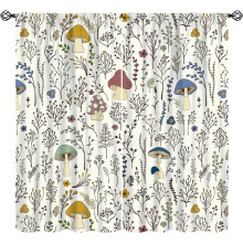 Mushroom Curtains, Colorful Wild Botanical & Fungus Design on White, Retro Rod Pocket Thermal Drapes for Bedroom, Living Room, Kitchen – 55" W x 39"