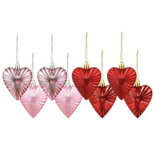 Pack of 8 Heart Shape Baubles Hanging Pendants For Valentine's Day Tree Hanging Decorations Ornaments