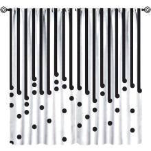 Geometric Print Curtains, Black & White Abstract Line Art with Polka Dots, 55" W x 39" L – for Kitchen, Bedroom, Living Room