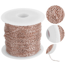 DIY Rose Gold Cross O Flat Chain 10m Bulk for Jewelry Making