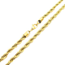 Men's Women's Stainless Steel Jewelry 5MM High Polished Hip Hop Rope Chains Twist Chain Necklace with Lobster Clasp Gold 21.7 Inches