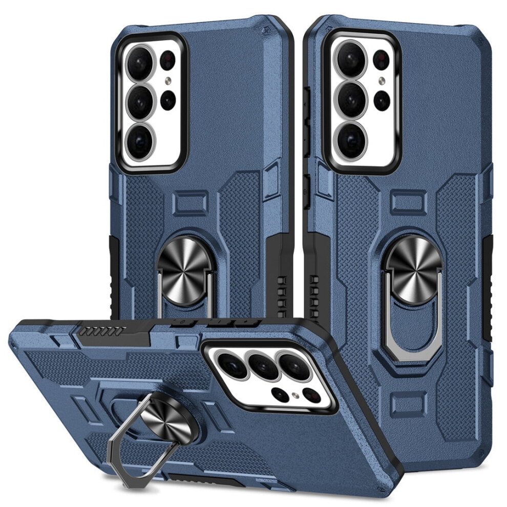 Rugged Defender Case For Samsung Galaxy A55 5G (6.6") – Anti-Drop, Non-Slip, Ring Holder & Kickstand, Blue 9489952225609