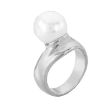 Women's Stainless Steel Personalized Vintage Simple Pearl Ring Silver Size 9