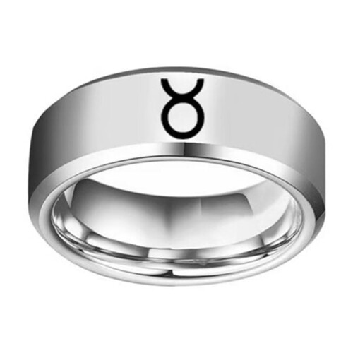 Stainless Steel 8mm Zodiac Constellation Ring Silver Taurus