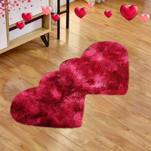 Valentine's Day Fluffy Rug - 60x100cm Tie-Dye Red Heart-Shaped Non-Slip Carpet for Bedroom, Living Room & Home Decor