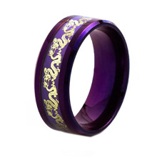Men's Stainless Steel Dragon Ring 8mm Purple Size 13