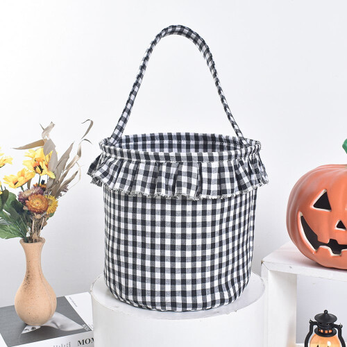 Καλάθι Tote Gingham για Halloween - Καμβάς από Γιούτα 9x9εκ. 1