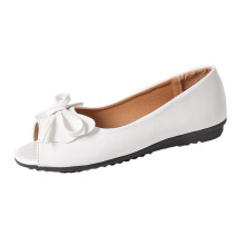 Dames witte PU peep-toe loafers met platte zool, maat 6