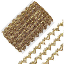 Bandă împletită metalică aurie de 10 yarzi, lățime 0,7" pentru costume, perdele, obiecte de artizanat și decorațiuni de petrecere