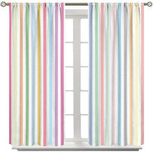 Pastelfarvede regnbuestribede termogardiner til børneværelse – stanglomme, 204 x 204 cm, kompatibel med standardstænger