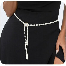 Cinturón de perlas blanco para mujer, cadena ajustable para cintura, cinturones de tallas grandes, accesorios para el cuerpo para vestidos