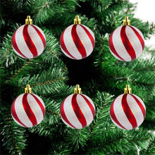 Christmas Ornaments Set: 2.4" Red & White Glitter Balls, Shatterproof Baubles in Gift Box – for Xmas Tree, Holiday Party & Home Decor