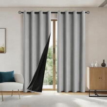 Solid Color Grommet Curtains, 78.74" Long, Heat & Light Blocking, Insulated, Soundproof — Compatible with Standard Rods