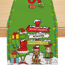 Camino de mesa navideño verde, 33 x 183 cm, decoración navideña