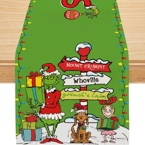 Chemin de table de Noël vert 13 x 72 pouces, décoration de Noël