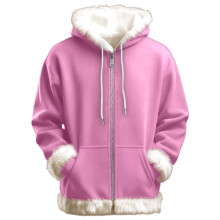 Christmas Hoodies for Men Santa Sweatshirt Zip up Hooded Unisex Solid Color Oversized Long Sleeve Xmas Sweatshirts with Pockets, Pink, Size XXXXL