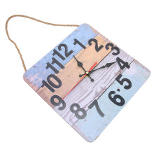 Square Wooden Wall Clock, 25cm Industrial Silent Retro Home Decor