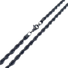 Men's Women's Stainless Steel Jewelry 5MM Hip Hop Rope Chains Twist Chain Necklace with Lobster Clasp Black 19.7 Inches