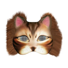 Gjør-det-selv-sett for katter med ansiktsmaske, inkluderer blank kattemaske i kunststoff og plastnett til julepynt.